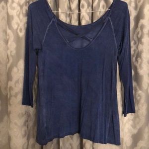 Blouse, stretchy material, criss/cross back